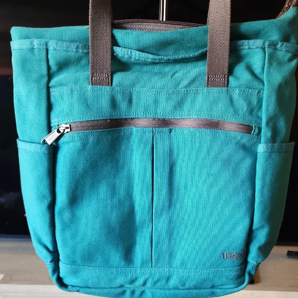 Duluth Trading Co Teal Canvas Tote Bag Work Travel - Picture 2 of 12